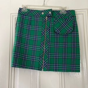 Green plaid mini skirt